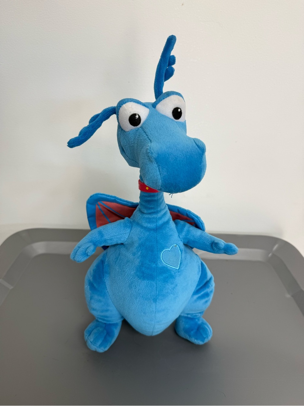 Disney Blue Dragon Plush with Embroidered Heart Accent